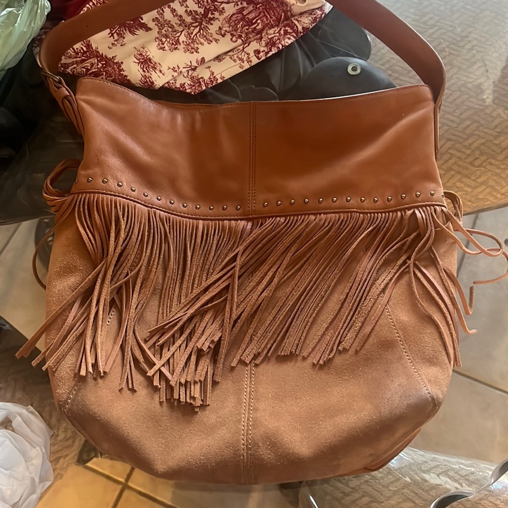 Lucky brand suede purse brown